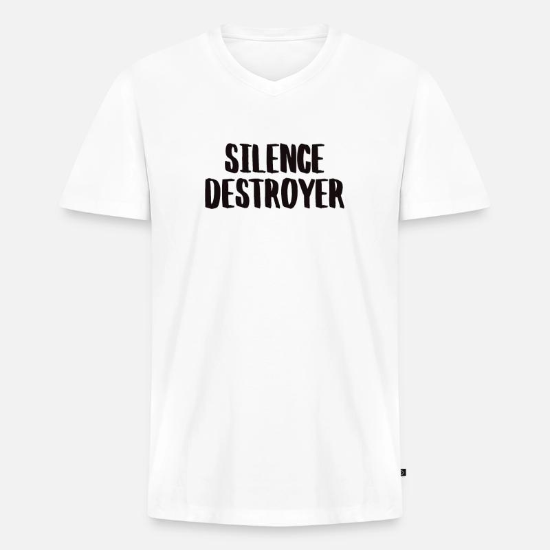 Silence Destroyer Zerstörer der Stille - Männer Premium Bio T-Shirt mit V-Ausschnitt - Weiß