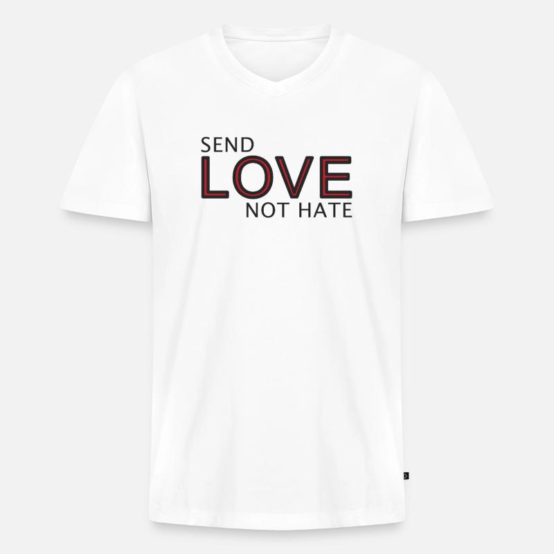 Send Love Not Hate Statement - Männer Premium Bio T-Shirt mit V-Ausschnitt - Weiß