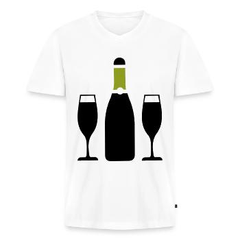 Red Wine Symbol - Men's Premium Organic T-shirt with V-neck - white - Front - Nico (187cm)