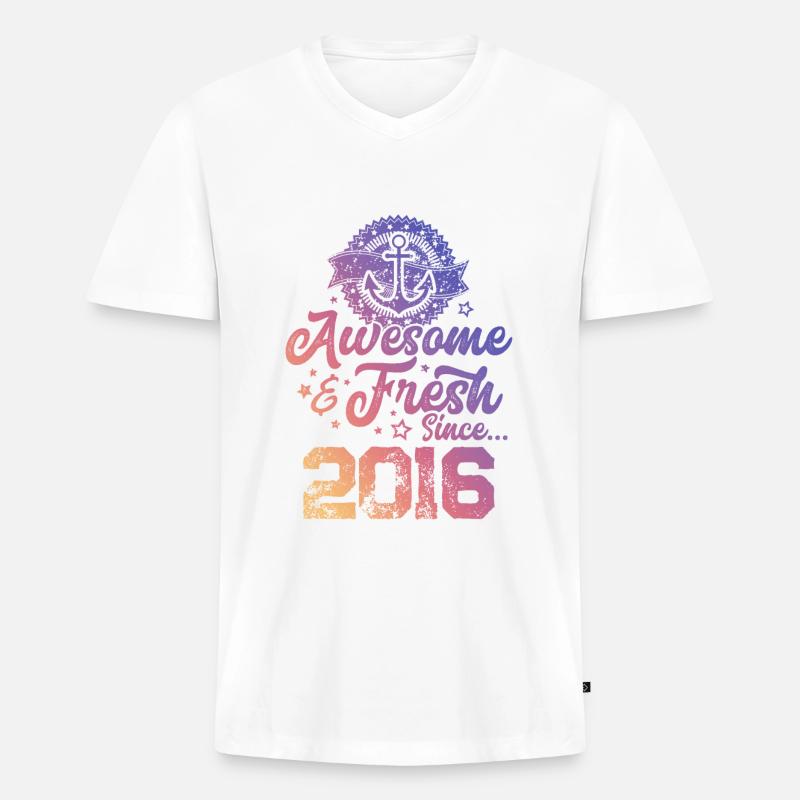 2016 awesome fresh - Männer Premium Bio T-Shirt mit V-Ausschnitt - Weiß