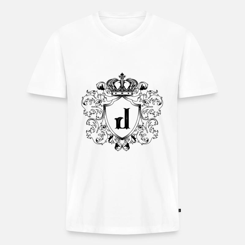 J Buchstabe Wappen - Männer Premium Bio T-Shirt mit V-Ausschnitt - Weiß