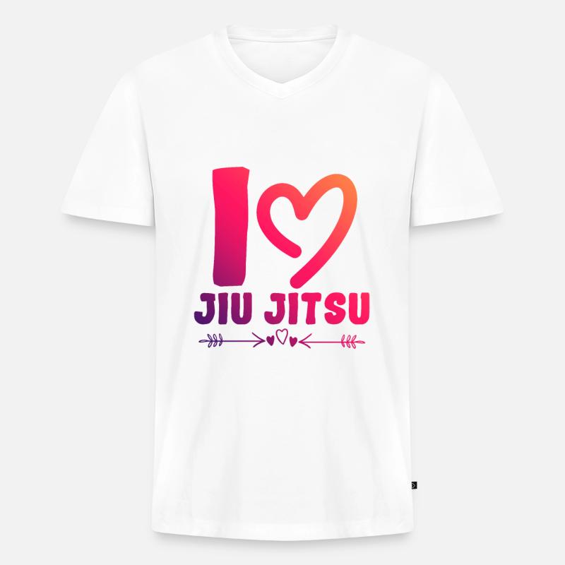 Ich liebe Jiu Jitsu - Männer Premium Bio T-Shirt mit V-Ausschnitt - Weiß