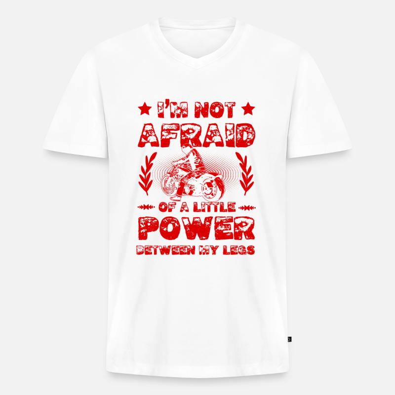 Motorrad Power - Männer Premium Bio T-Shirt mit V-Ausschnitt - Weiß