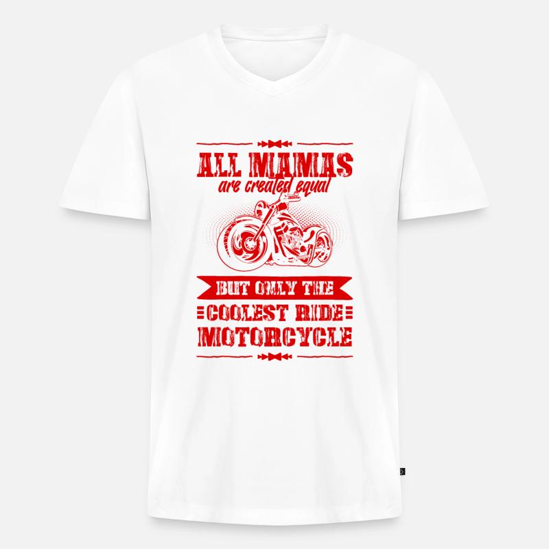 Mama Motorrad - Männer Premium Bio T-Shirt mit V-Ausschnitt - Weiß