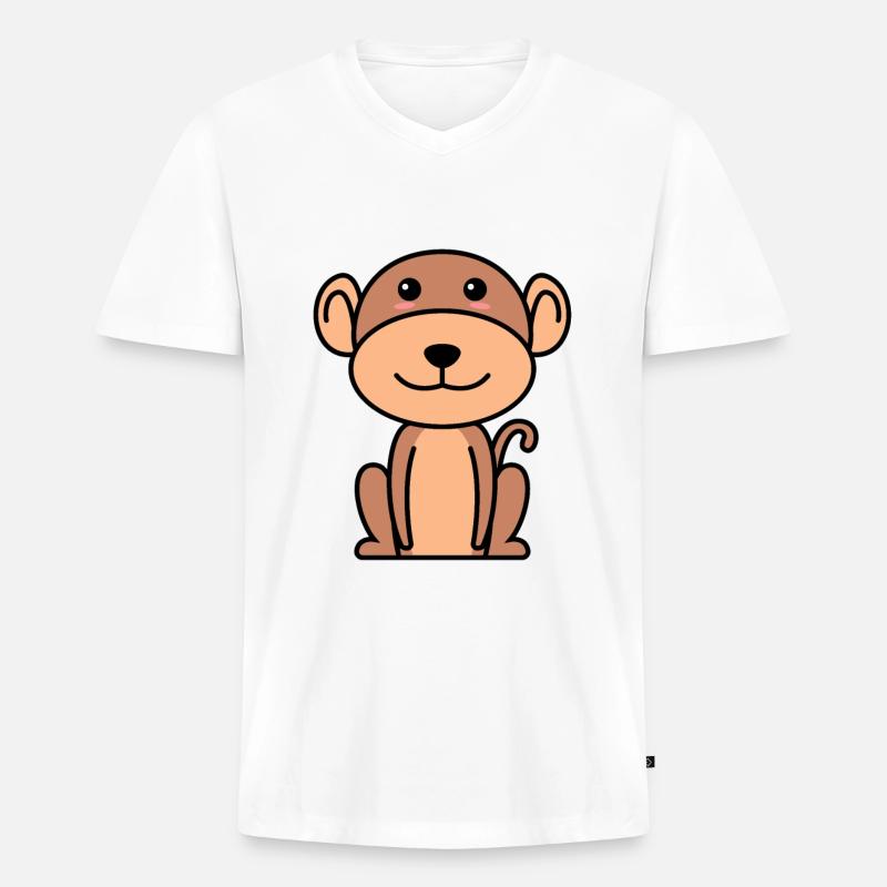 Affe Comic Tier - Männer Premium Bio T-Shirt mit V-Ausschnitt - Weiß