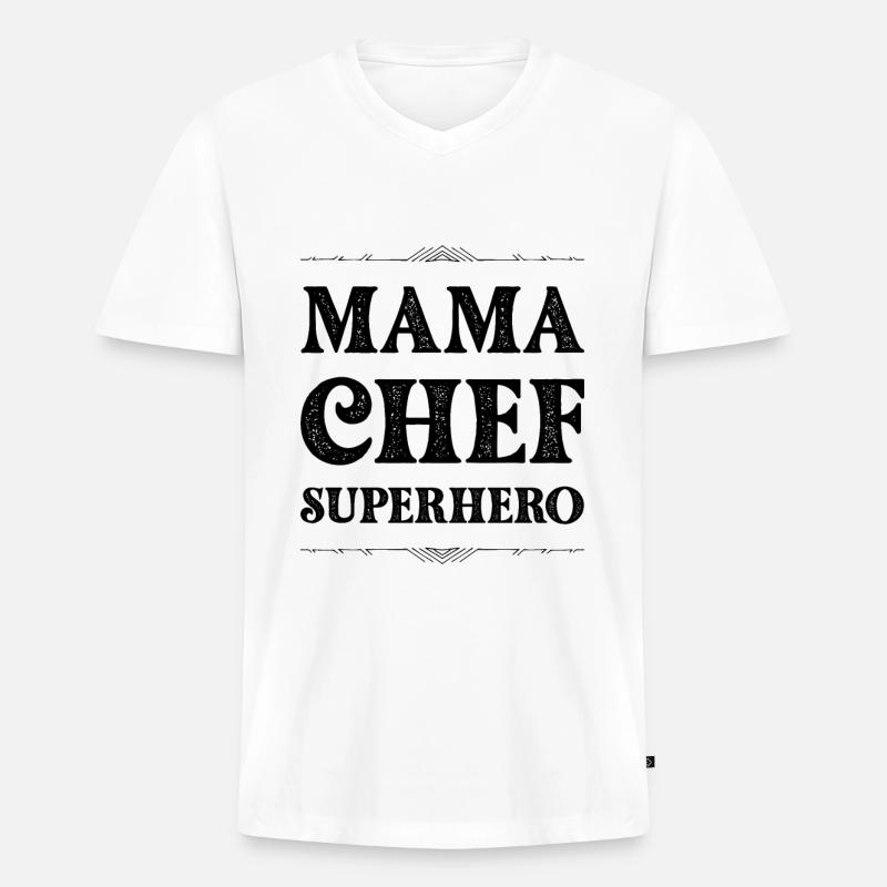 Mama Chef Superheld Mutter - Männer Premium Bio T-Shirt mit V-Ausschnitt - Weiß