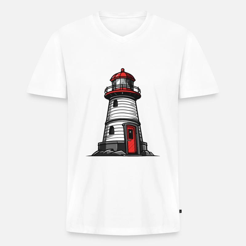 Leuchtturm Symbol - Männer Premium Bio T-Shirt mit V-Ausschnitt - Weiß