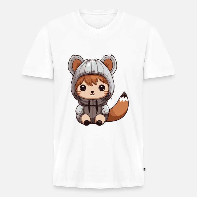 Eichhörnchen Tier Baby Comic - Männer Premium Bio T-Shirt mit V-Ausschnitt - Weiß