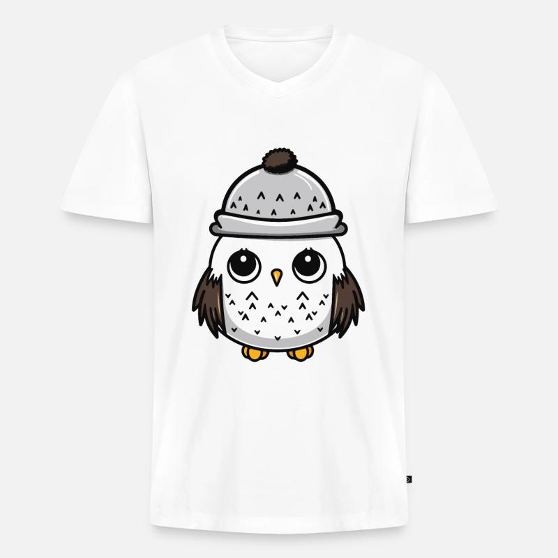 Eule Tier Baby Comic - Männer Premium Bio T-Shirt mit V-Ausschnitt - Weiß