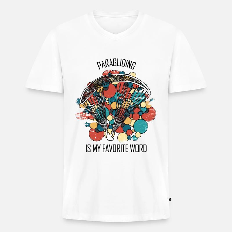 Paragliding Gleitschirm Paragleiter Paraglider - Männer Premium Bio T-Shirt mit V-Ausschnitt - Weiß