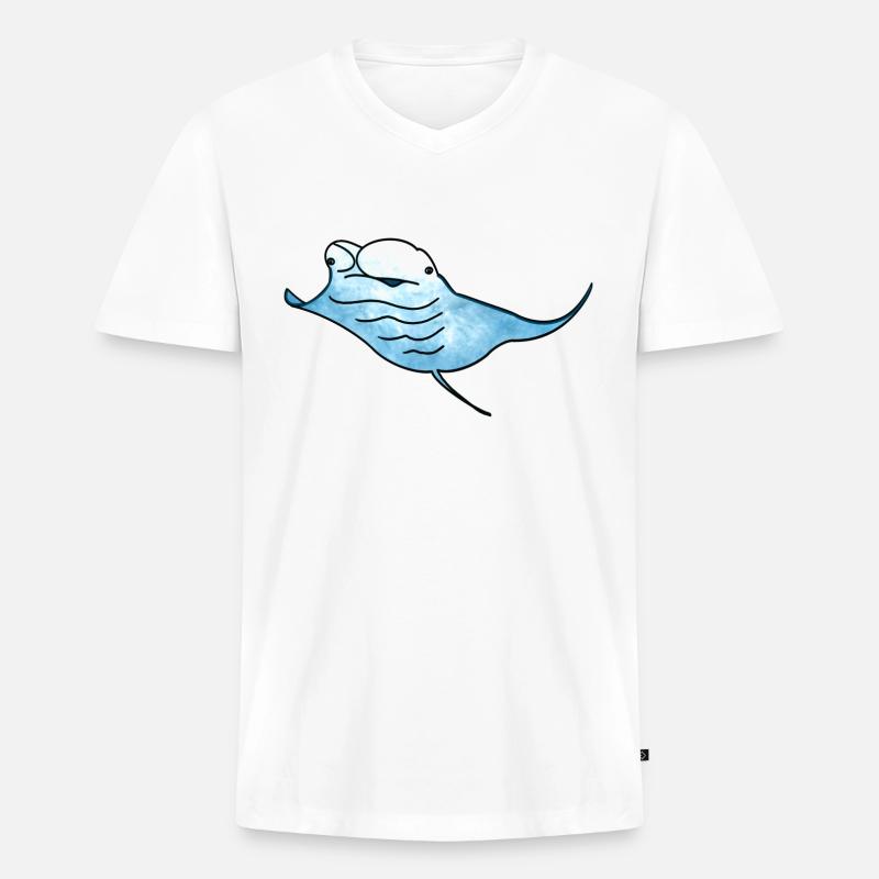 Mantarochen Manta Rochen - Männer Premium Bio T-Shirt mit V-Ausschnitt - Weiß