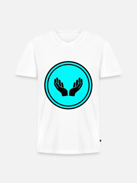 Hands icon icon - Men's Premium Organic T-shirt with V-neck - white