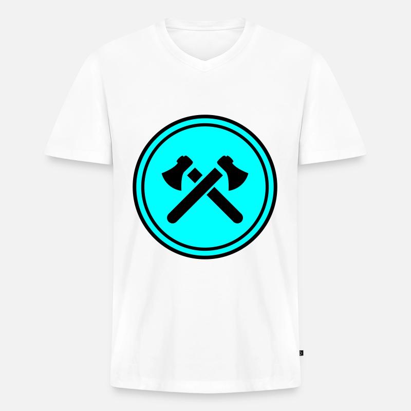 Axt Symbol - Männer Premium Bio T-Shirt mit V-Ausschnitt - Weiß