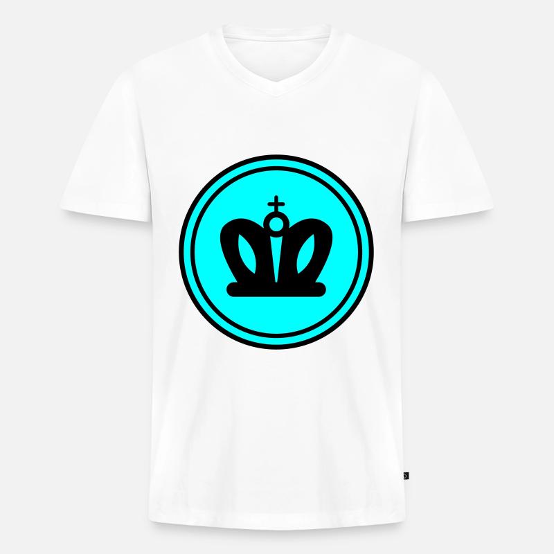Krone - Männer Premium Bio T-Shirt mit V-Ausschnitt - Weiß