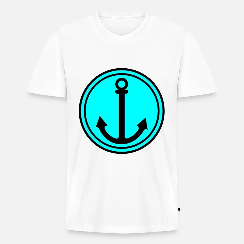 Anker Symbol - Männer Premium Bio T-Shirt mit V-Ausschnitt - Weiß