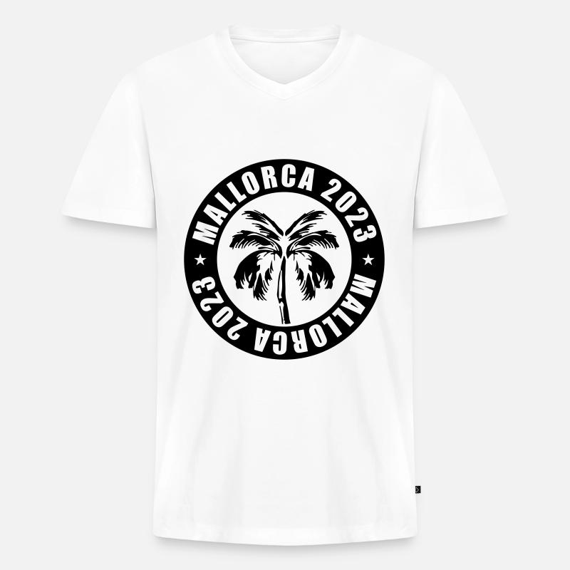 Mallorca 2023 - Männer Premium Bio T-Shirt mit V-Ausschnitt - Weiß
