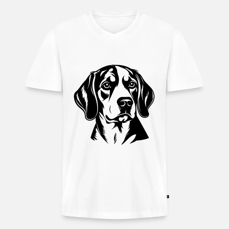 Beagle Hund Kopf - Männer Premium Bio T-Shirt mit V-Ausschnitt - Weiß