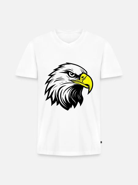 Eagle Head - Men's Premium Organic T-shirt with V-neck - white