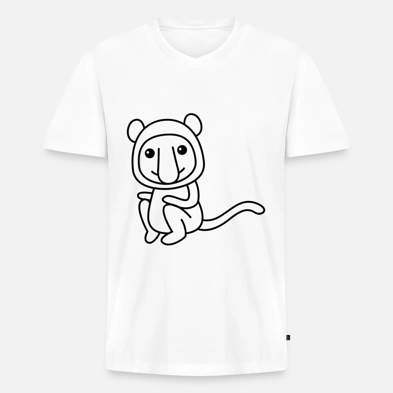 Affe comic Tier - Männer Premium Bio T-Shirt mit V-Ausschnitt - Weiß