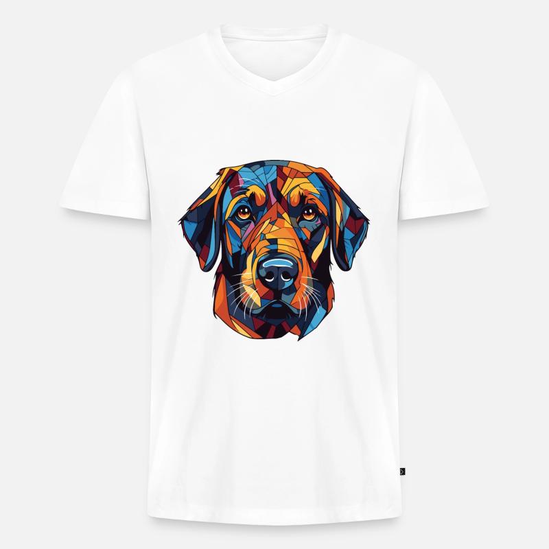 Labrador Hund Kopf - Männer Premium Bio T-Shirt mit V-Ausschnitt - Weiß