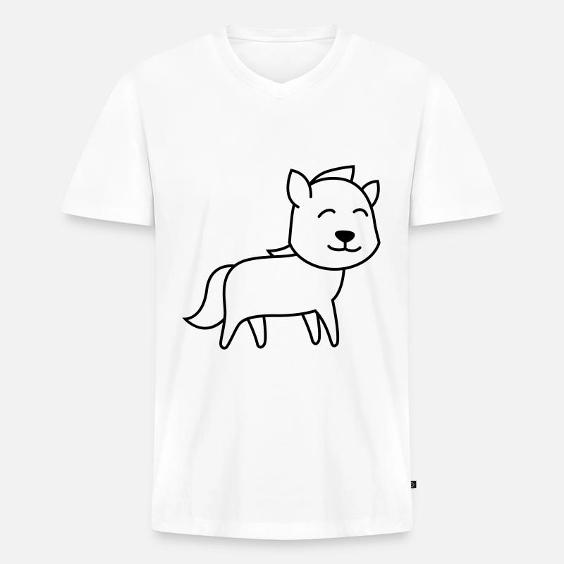 Hyäne Comic Tier - Männer Premium Bio T-Shirt mit V-Ausschnitt - Weiß