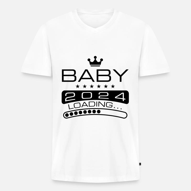 Baby 2024 Loading - Männer Premium Bio T-Shirt mit V-Ausschnitt - Weiß
