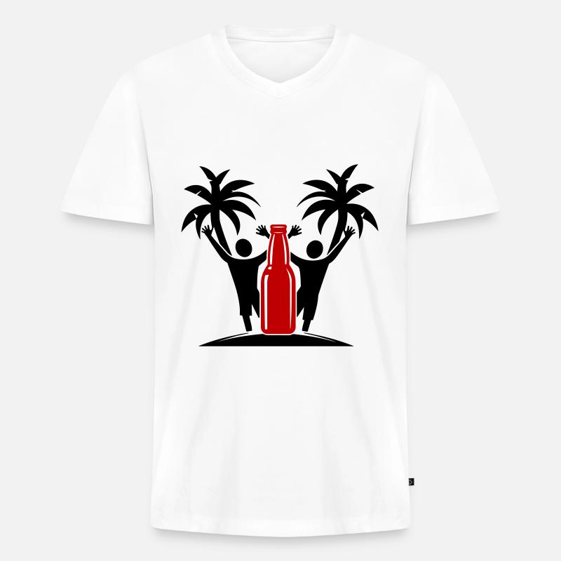 Drinking Beach Party - Männer Premium Bio T-Shirt mit V-Ausschnitt - Weiß