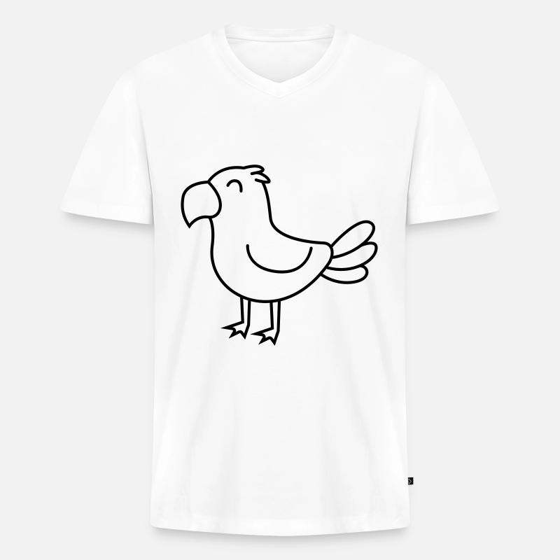 Papagei Comic Tier - Männer Premium Bio T-Shirt mit V-Ausschnitt - Weiß