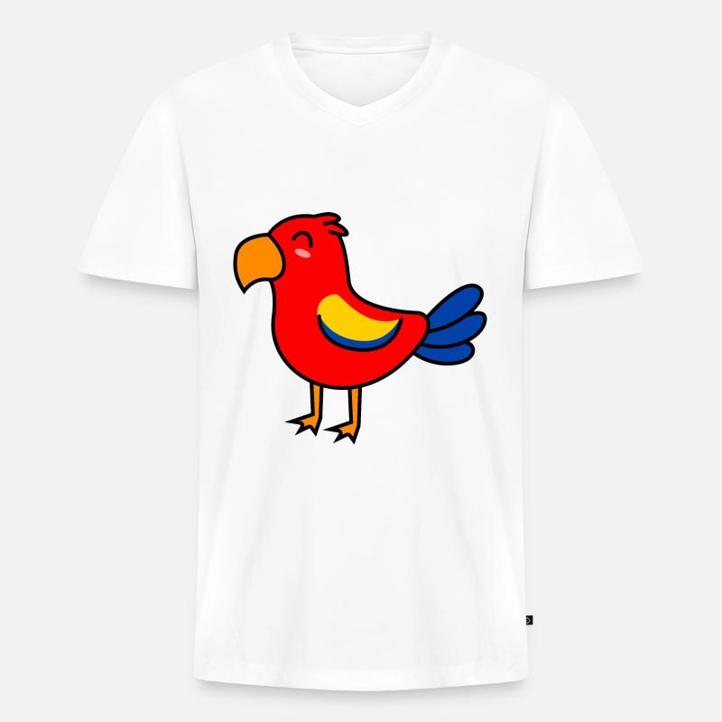 Papagai Comic Tier - Männer Premium Bio T-Shirt mit V-Ausschnitt - Weiß