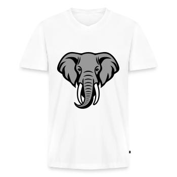 Elefant Kopf - Männer Premium Bio T-Shirt mit V-Ausschnitt - Weiß - Vorne - Nico (187cm)