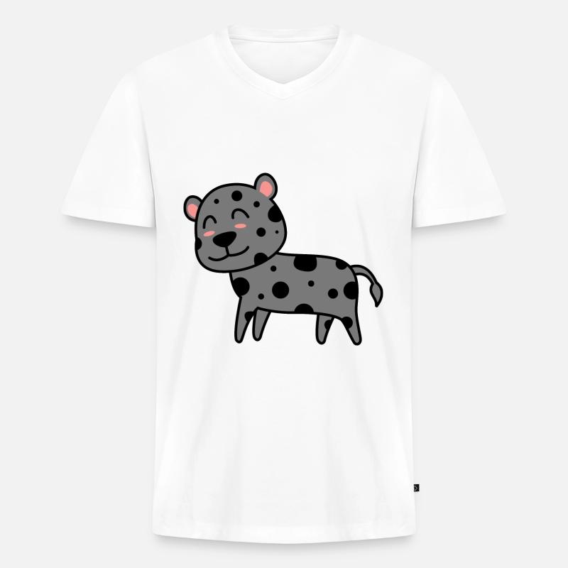 Leopard Comic Tier - Männer Premium Bio T-Shirt mit V-Ausschnitt - Weiß