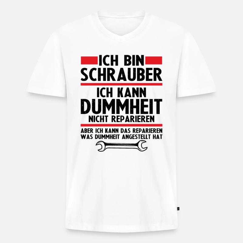Ich bin schrauber - Männer Premium Bio T-Shirt mit V-Ausschnitt - Weiß