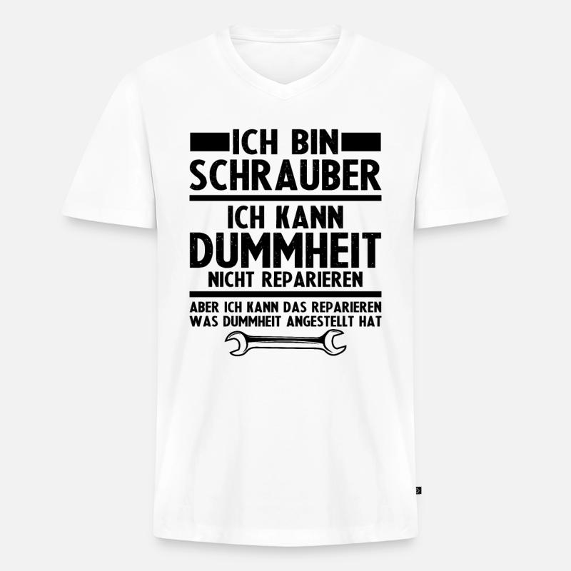 Ich bin schrauber - Männer Premium Bio T-Shirt mit V-Ausschnitt - Weiß