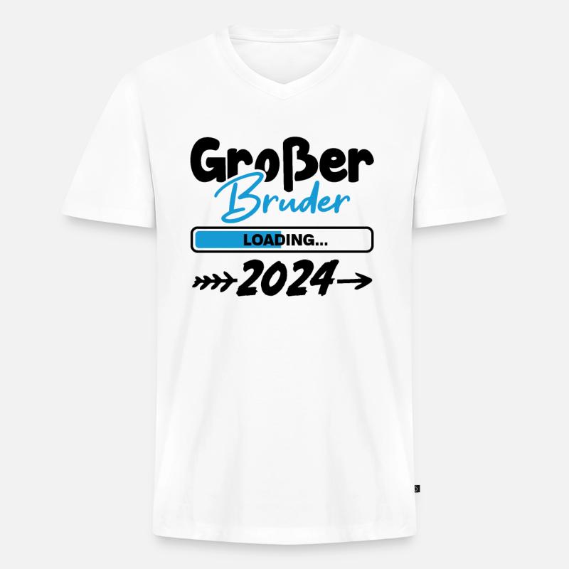 Großer Bruder Loading 2024 - Männer Premium Bio T-Shirt mit V-Ausschnitt - Weiß