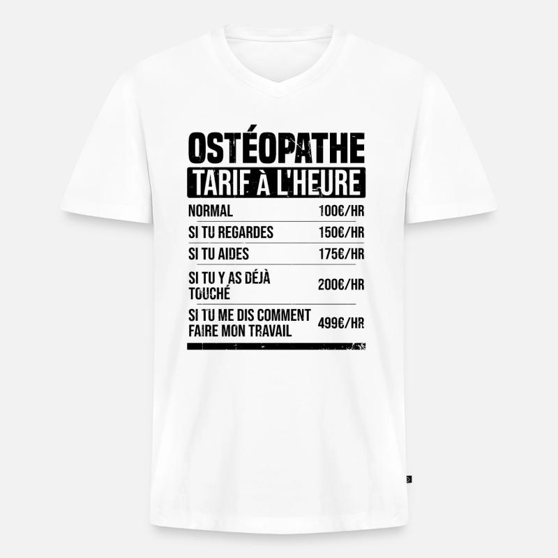 Osteopath Stundensatz Geschenkidee Humor - Männer Premium Bio T-Shirt mit V-Ausschnitt - Weiß