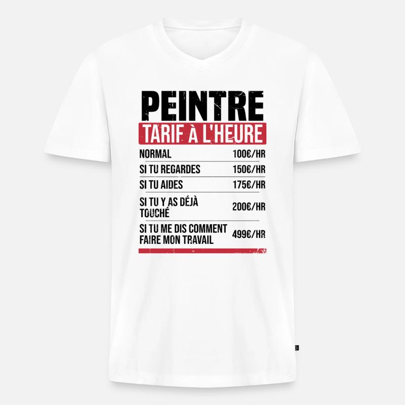 Maler Stundensatz Humor Geschenkidee - Männer Premium Bio T-Shirt mit V-Ausschnitt - Weiß