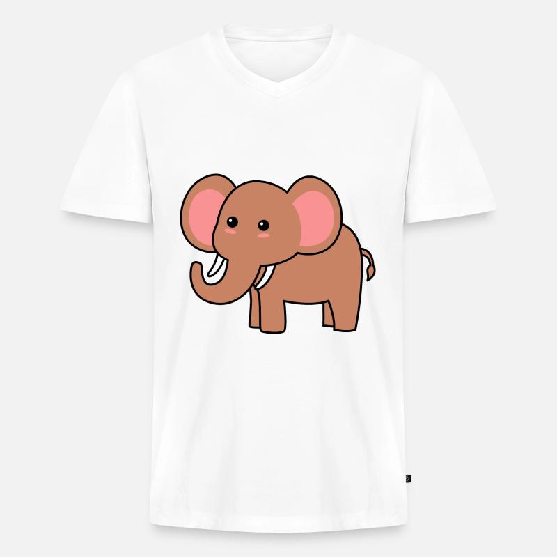 Mammut Comic Tier - Männer Premium Bio T-Shirt mit V-Ausschnitt - Weiß