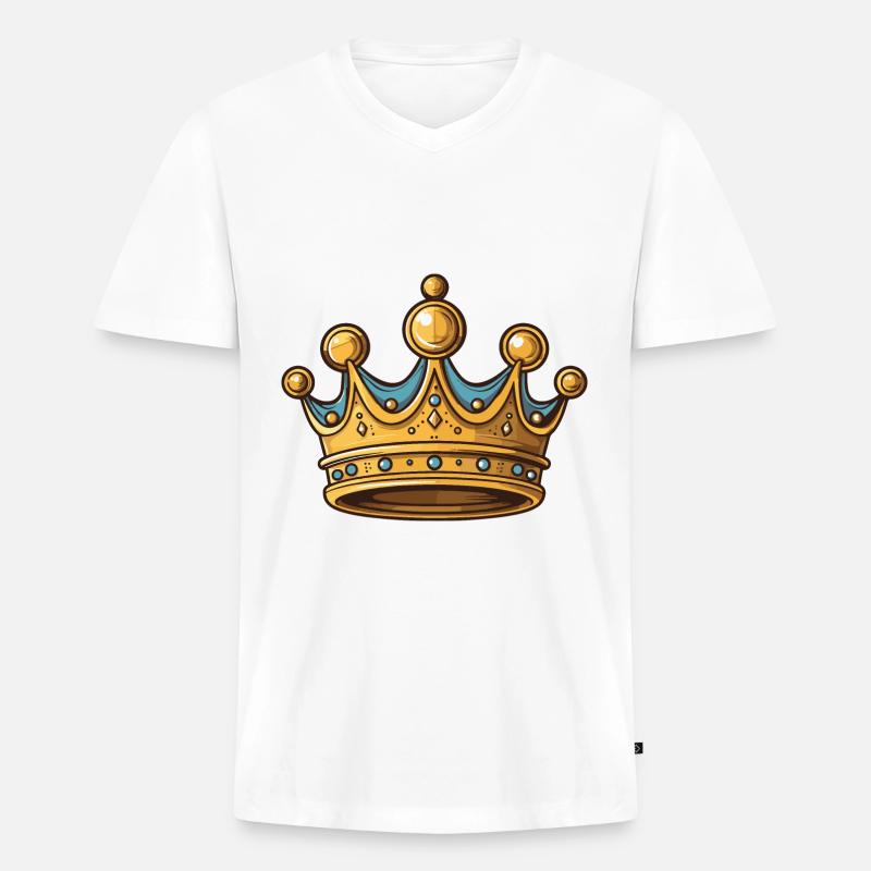 Krone Symbol - Männer Premium Bio T-Shirt mit V-Ausschnitt - Weiß