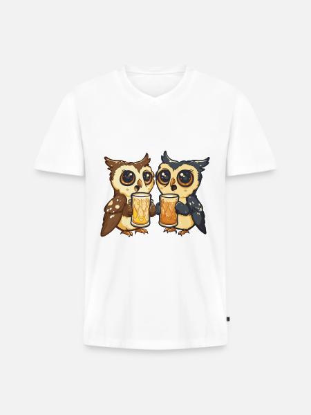 Owl Beer Funny Booze - Men's Premium Organic T-shirt with V-neck - white