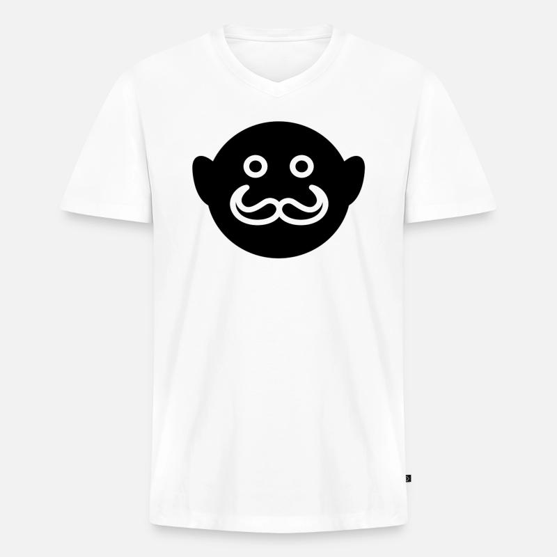 Gesicht Schnurrbart - Männer Premium Bio T-Shirt mit V-Ausschnitt - Weiß