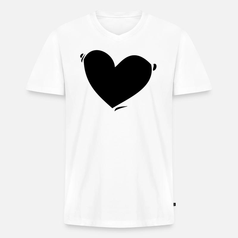 Herz - Männer Premium Bio T-Shirt mit V-Ausschnitt - Weiß
