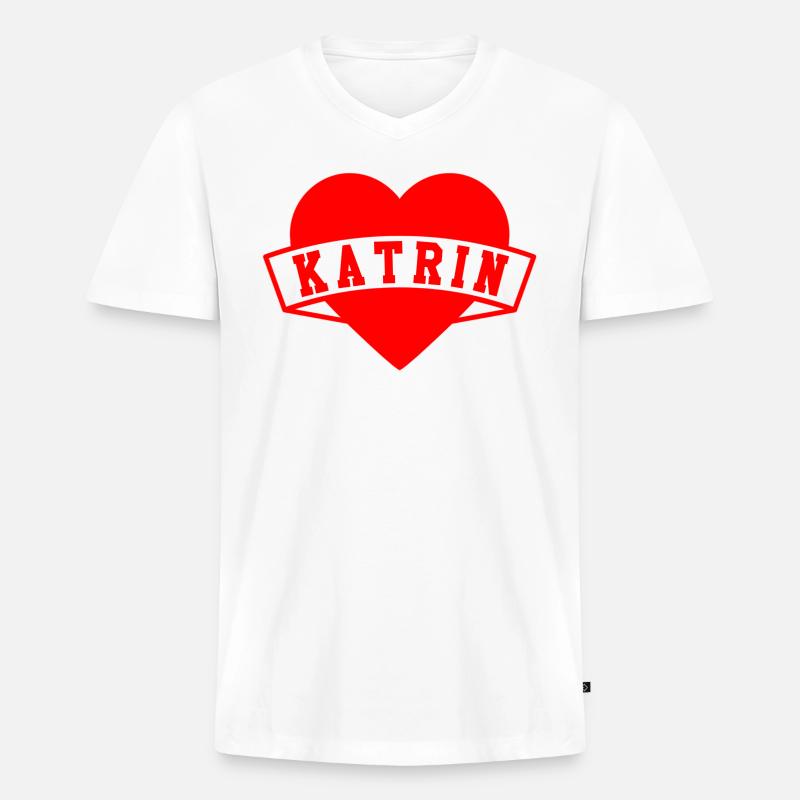 Katrin Herzen - Männer Premium Bio T-Shirt mit V-Ausschnitt - Weiß