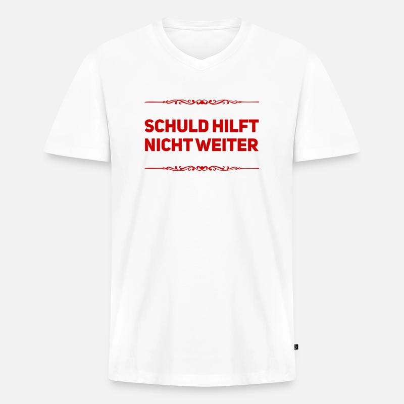 Schuld hilft nicht weiter - Männer Premium Bio T-Shirt mit V-Ausschnitt - Weiß
