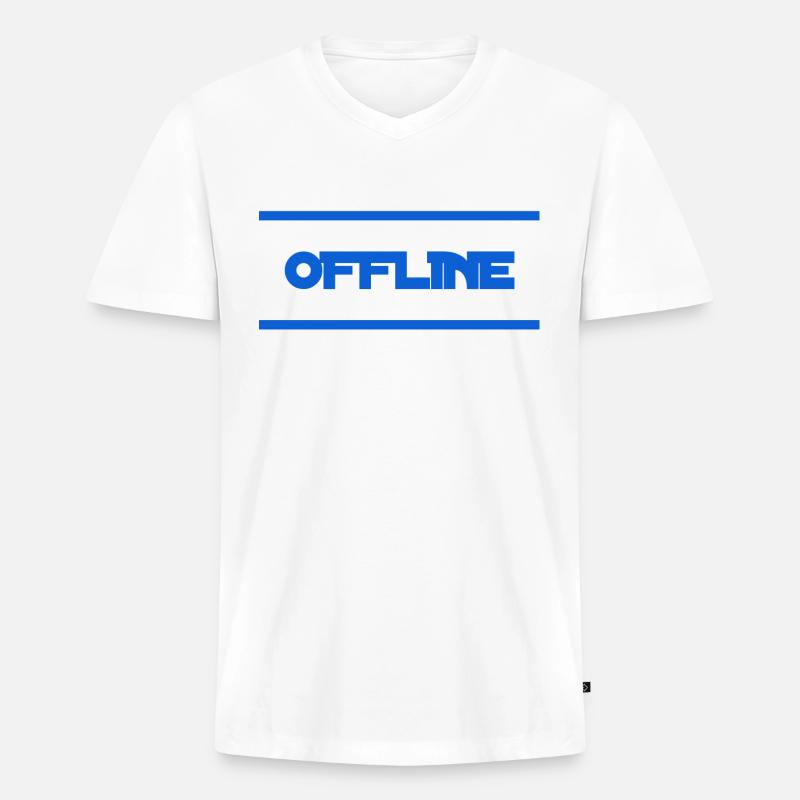 ich mag es offline - Männer Premium Bio T-Shirt mit V-Ausschnitt - Weiß