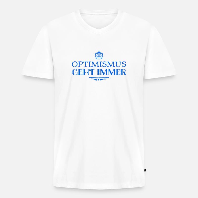 Optimismus ist super - Männer Premium Bio T-Shirt mit V-Ausschnitt - Weiß