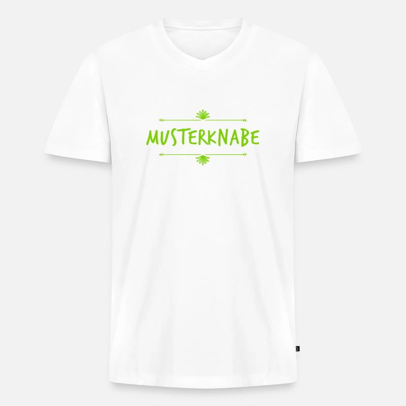 ich bin ein Musterknabe - Männer Premium Bio T-Shirt mit V-Ausschnitt - Weiß