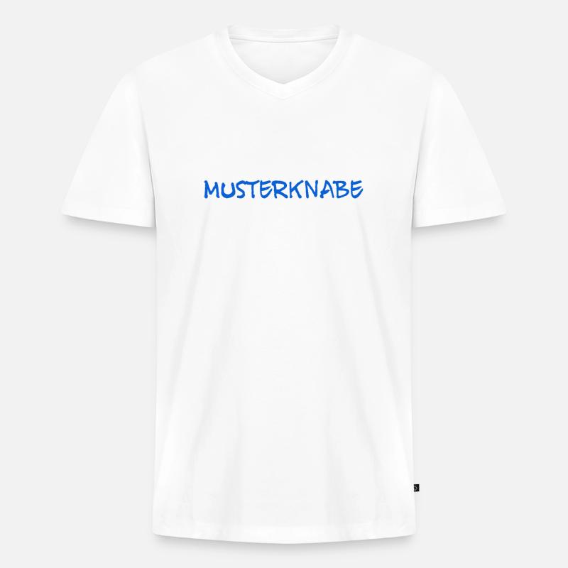 Musterknabe - Männer Premium Bio T-Shirt mit V-Ausschnitt - Weiß