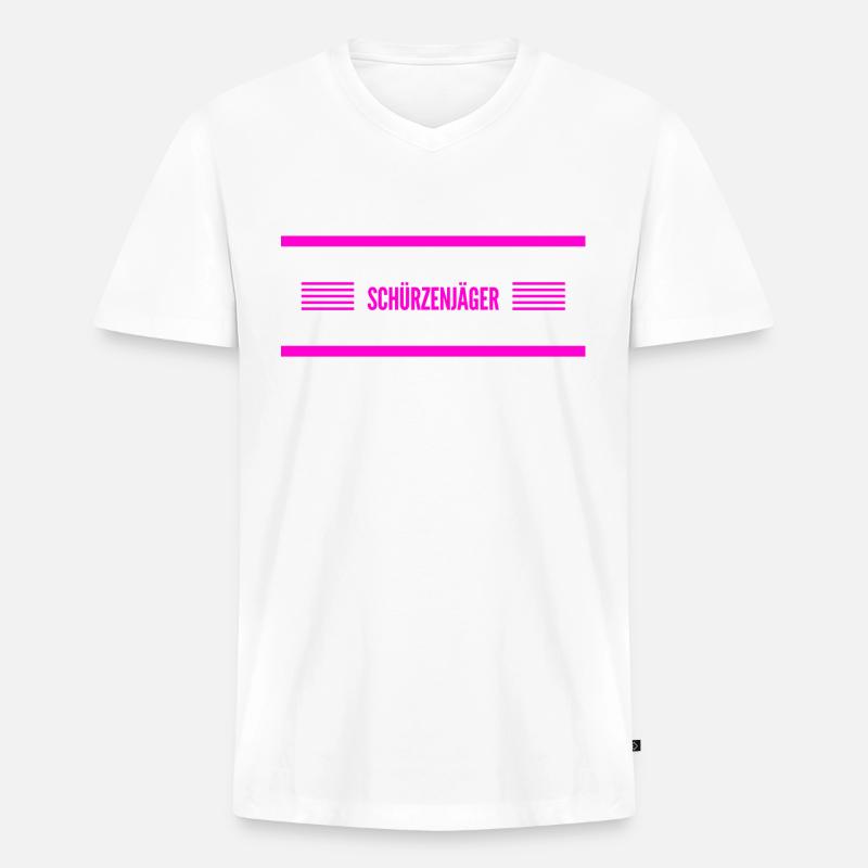 Frauenheld - Männer Premium Bio T-Shirt mit V-Ausschnitt - Weiß