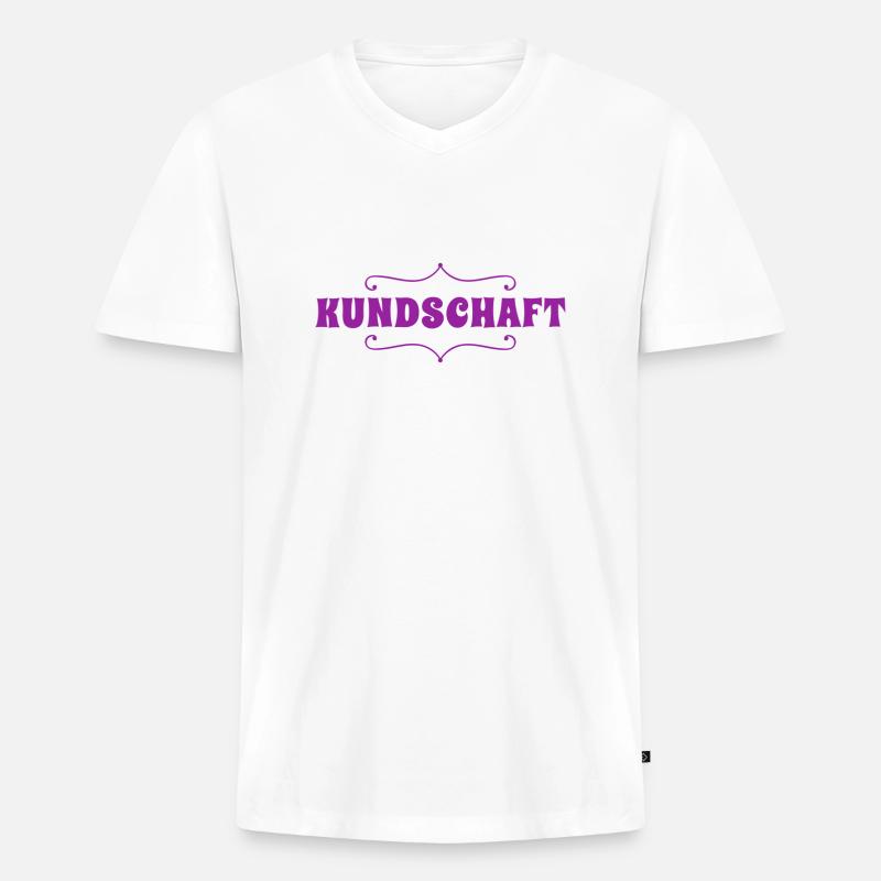 endlich Kundschaft - Männer Premium Bio T-Shirt mit V-Ausschnitt - Weiß