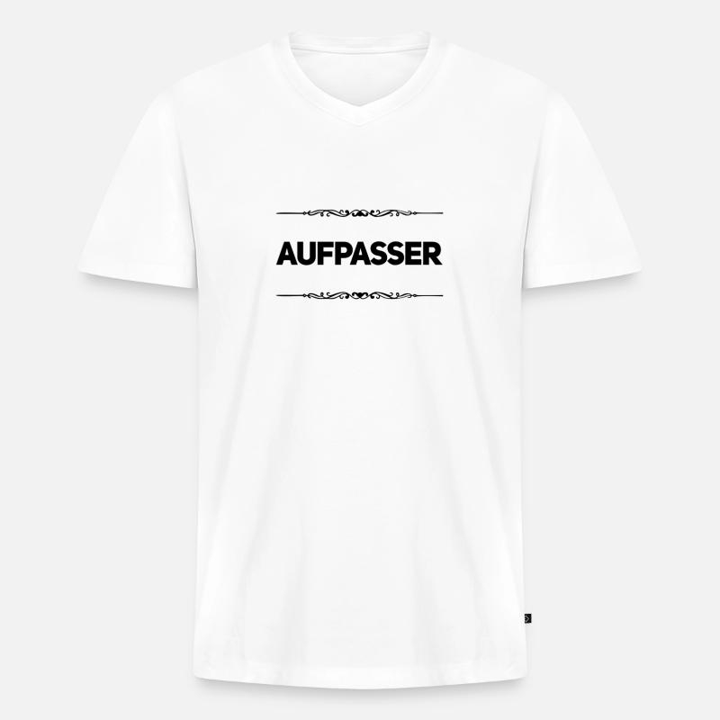 so sieht ein Aufpasser aus - Männer Premium Bio T-Shirt mit V-Ausschnitt - Weiß